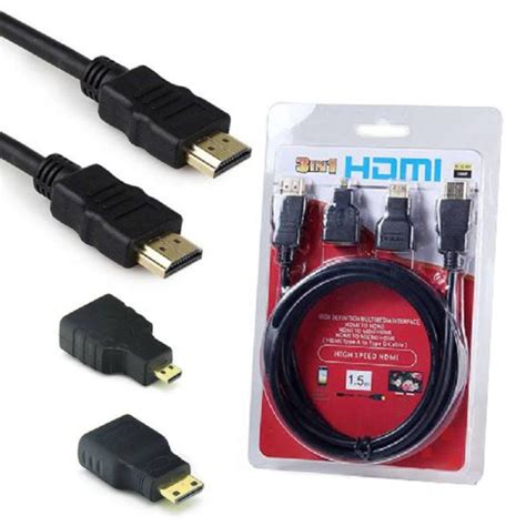 HDMI 3 in 1 HDMI to Mini/Micro HDMI Adapter Cables For Mobile Phone PC ...