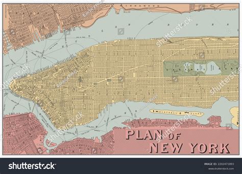 Vintage Historical Map New York City Stock Vector (Royalty Free ...