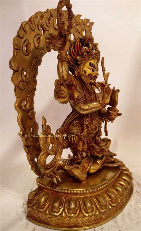 Black Mahakala Statue, Fully Gilded in 24k Gold, Height: 20cm