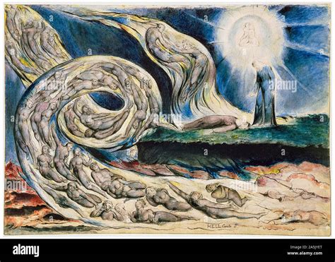 William Blake, painting, Dante's Inferno, The Circle of the Lustful ...