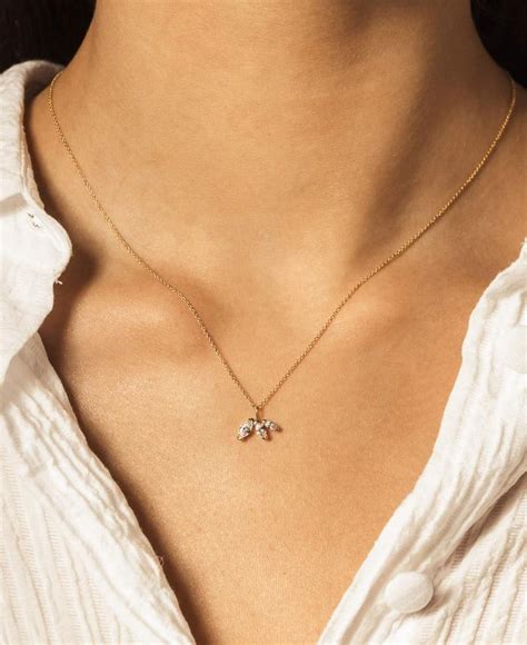 Colette Triple Marquise Pendant 14k Gold Necklace / Dainty Cubic