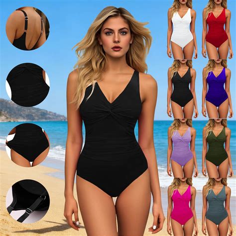 yoeyez Women's One Piece Bikini Swimsuits Ruched Tummy Control High Cut