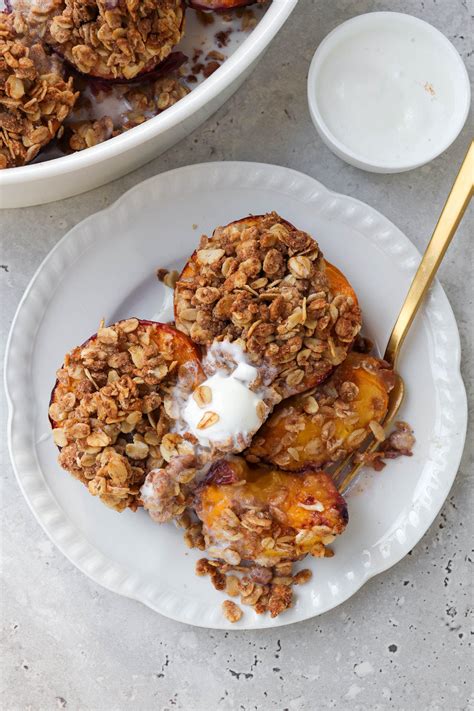 Air Fryer Peaches with Oat Crumble - Naked Digest