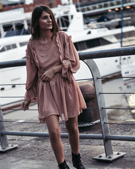 Sheer Flare Sleeve Dress With Golden Thread - Nude Pink L