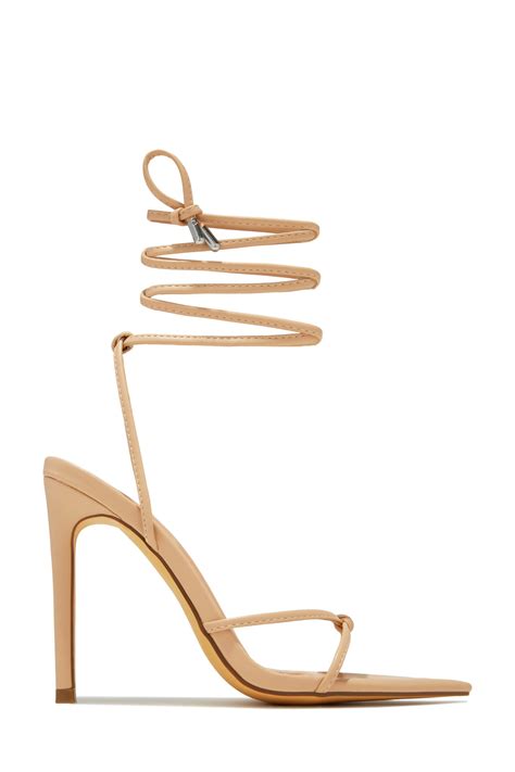 Miss Lola | Nayeli Nude Lace Up Single Sole Heels – MISS LOLA