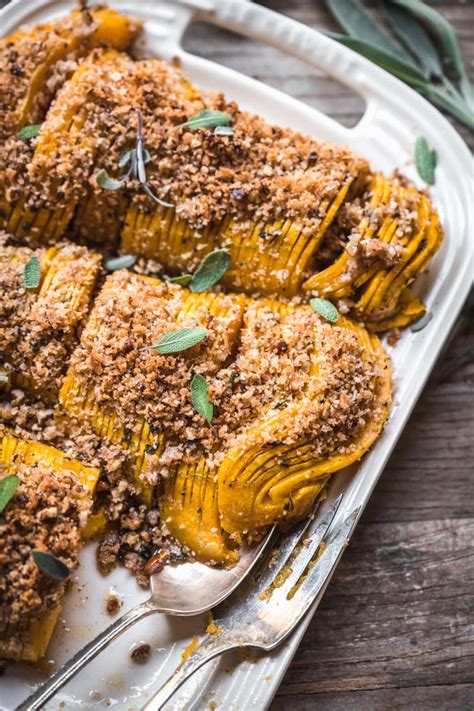 Maple Glazed Hasselback Butternut Squash (Vegan) - Crowded Kitchen