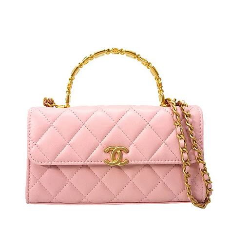 tui xach chanel shoulder bag pink  matelasse coco mark handle