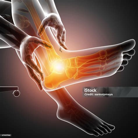 kaki pria  nyeri pergelangan kaki ilustrasi stok  gambar