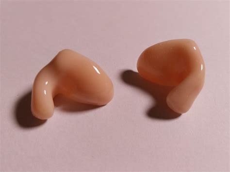 Custom earplugs made up at an audiology clinic. What they look like