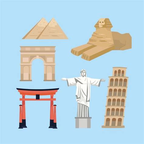 Set of adventure vacation travel destination objects 670768 Vector Art ...