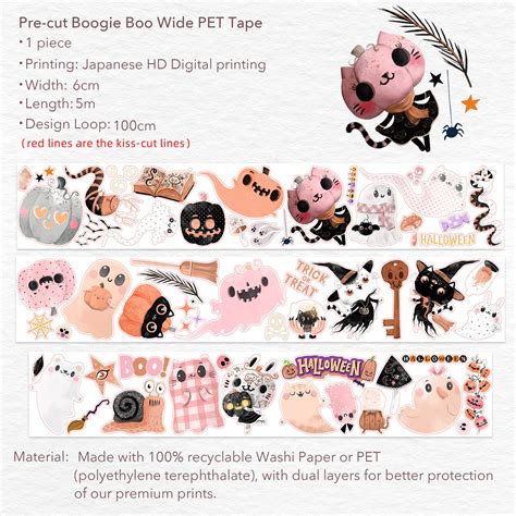 Pre-cut Boogie Boo Wide Washi/PET Tape | The Washi Tape Shop