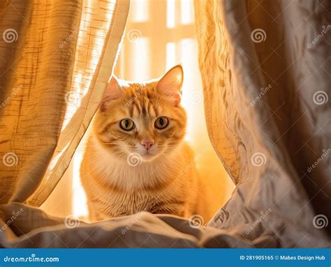 Sunlit Whispers: Cat S Playful Hide-and-Seek Stock Image - Image of ...