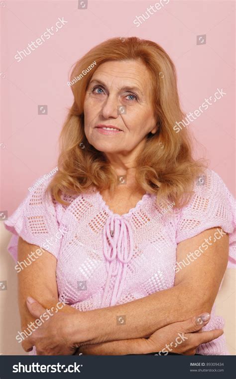 Portrait Of A Cute Old Lady On Pink Stock Photo 89309434 : Shutterstock