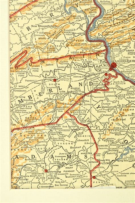 South Central Pennsylvania Map Harrisburg Vicinity Area Map | Etsy