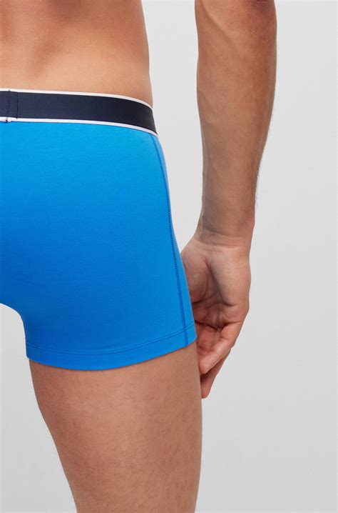 boss cotton blend trunks  stripes  logos blue