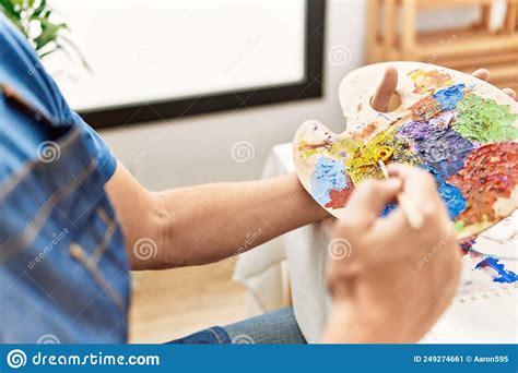 Middle Age Caucasian Man Drawing at Art Studio Stock Image - Image of mature, student: 249274661