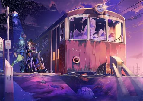 640x1136 Anime Girl Train Platform 4k iPhone 5,5c,5S,SE ,Ipod Touch ,HD