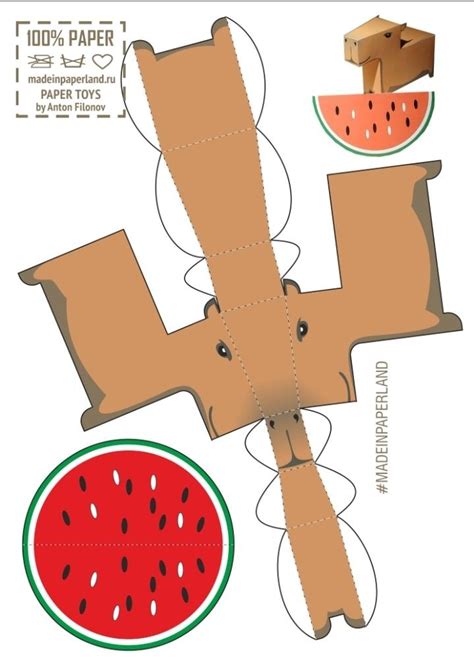 the paper toy is cut out to look like a watermelon and other items