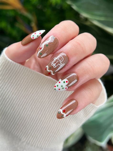 Holographic Gingerbread Press On Nails | Christmas Nails | Holiday