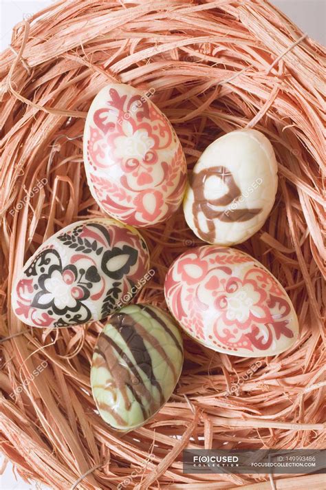 Decorated chocolate eggs — sweet, detail - Stock Photo | #149993486