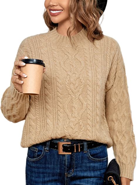 wiponken cable knit sweaters  women  wool sweaters crew neck