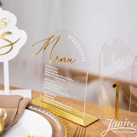 acrylic stickers  clear menu cards acrc