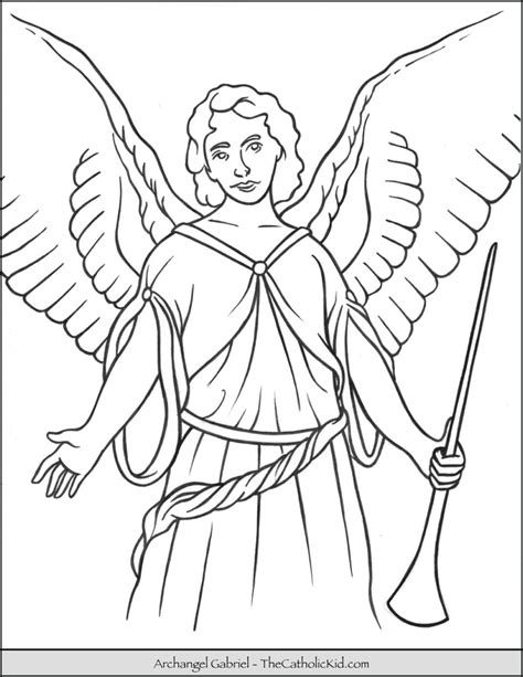 Archangel Gabriel Coloring Page - TheCatholicKid.com