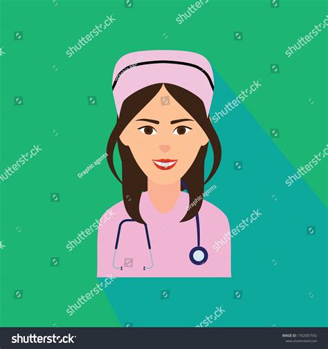 Female Nurse Character Design Vector Flat: เวกเตอร์สต็อก (ปลอดค่า