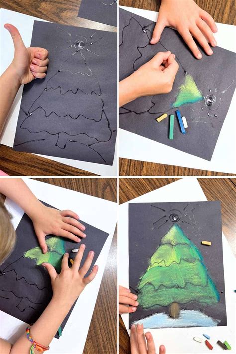 Cool Christmas Tree Chalk Art Project For Kids - Crafty Art Ideas in