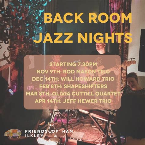 Jazz Nights Return to Friends of Ham Ilkley November 2022
