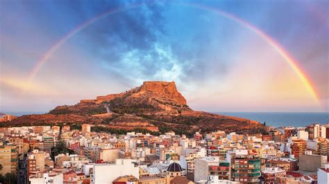 alicante view  santa barbara castle  mount benacantil  sunset