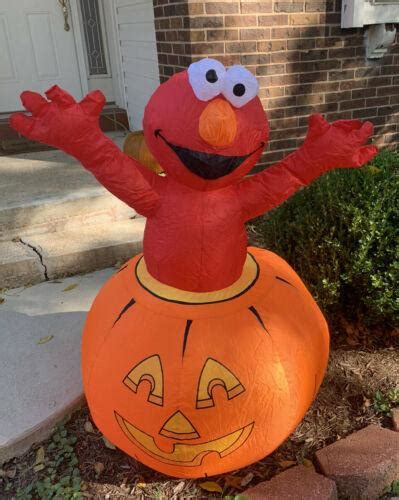 Rare SESAME STREET Airblown Halloween ELMO Jack O Lantern Inflatable 4 ...