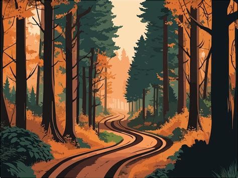 Premium Vector | A dirt road through a terrible forest flat color ...