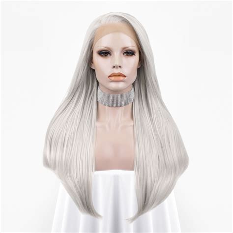 Luna - Silver Gray Long Straight Synthetic Lace Front Cosplay Wig
