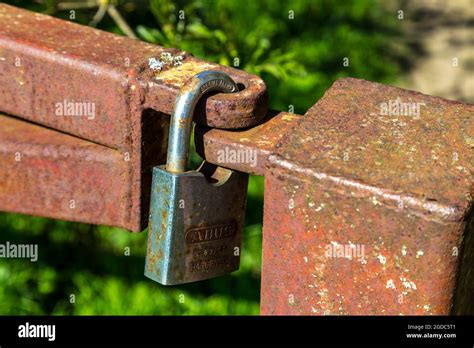 secured gate  res stock photography  images alamy