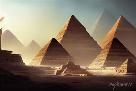 Ancient egypt pyramids - digital art, 3d render, concept art • wall ...