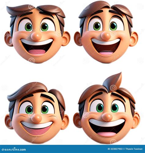 A Group of Cartoon Faces, Eyes, Mouths, Eyebrows with Various Facial