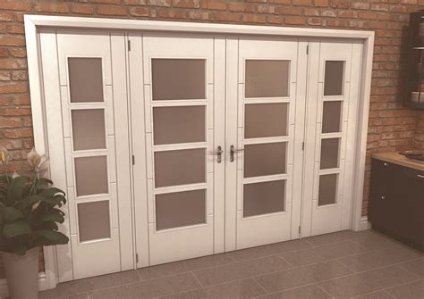 White Iseo 4 Light Frosted Glazed French Doors at Vibrant Doors