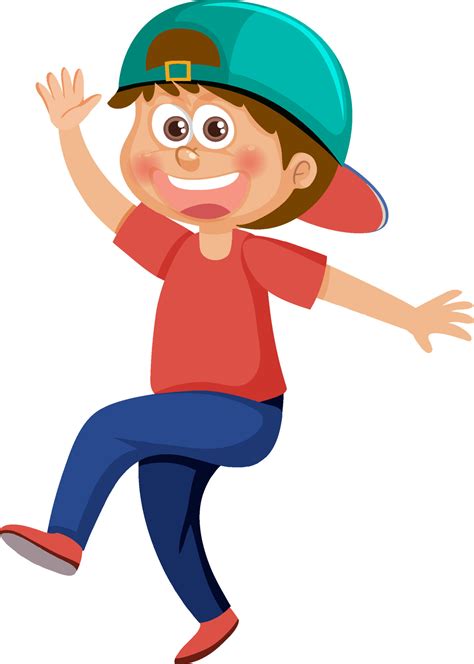 cartoon happy boy dancing  vector art  vecteezy