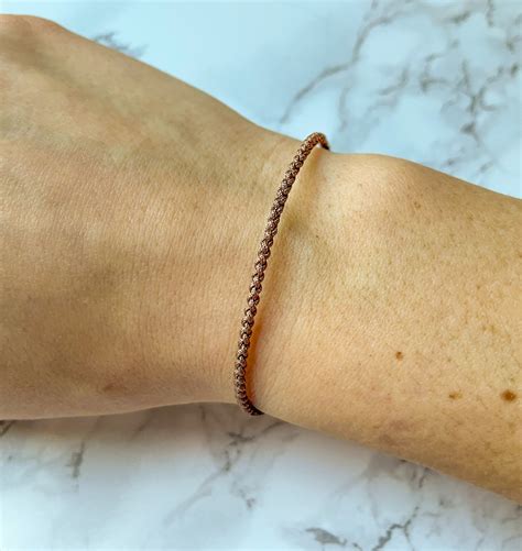 Brown String Bracelet Thin Brown Bracelet Brown Macrame | Etsy