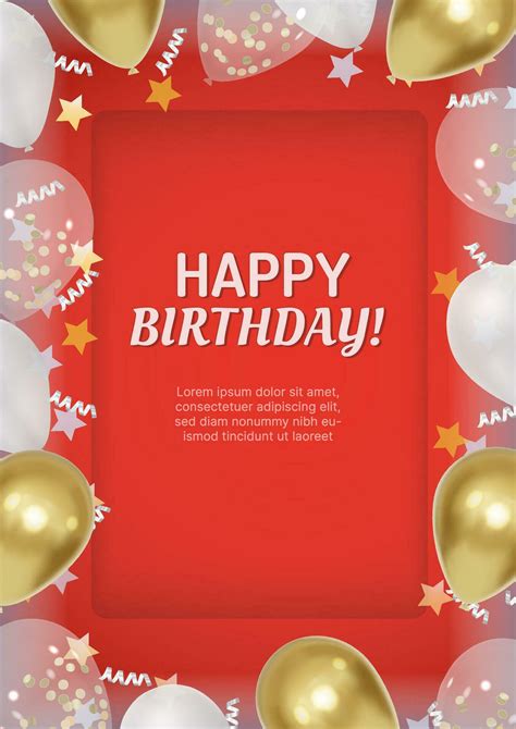 happy birthday congratulation poster design  realistic balloons