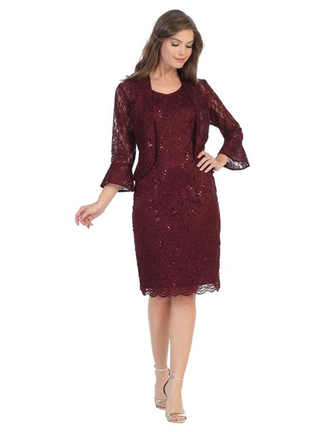 Eva Fashion Short Mother Of The Bride 2 Piece Lace Jacket Dress In