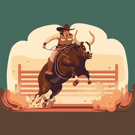 Bull Riding Cowboy 18973751 Vector Art at Vecteezy