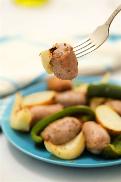 Roasted Bratwurst Potatoes and Peppers - Reluctant Entertainer