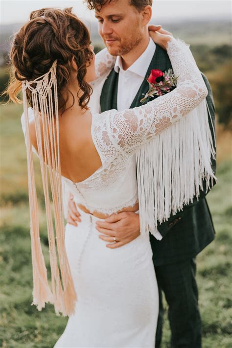 Bohemian Tassel Wedding Dress & Veil for A Free Spirited & Romantic