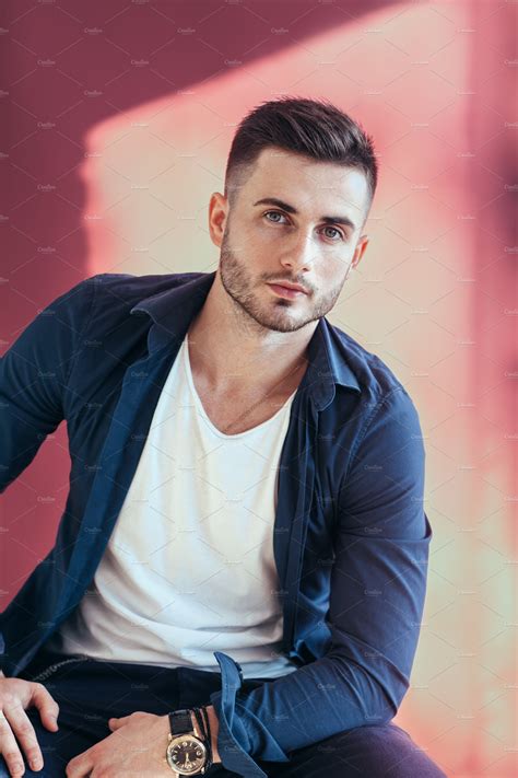 Portrait of handsome sexy man featuring handsome, man, and face