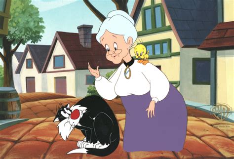 Looney Tunes Original Production Cel: Granny, Sylvester, and Tweety