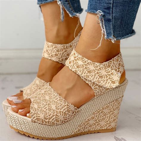 TUOBARR Wedge Platform Sandals, Women's Open Toe Buckle Ankle Strap