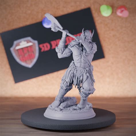 Half Orc Barbarian Miniature Monster Fighter Dungeons and Dragons Mini ...