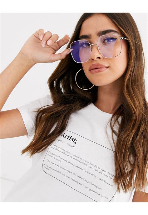 Quay – Cheat Sheet – Eckige Brille mit Blaulicht-Gläsern in Mettallic